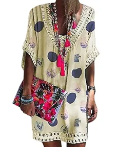 Women Beach Cover Up Tee Sun Protection Kimono Swimwear Bikini Swimsuit Beach Cover Ups C Yellow XL