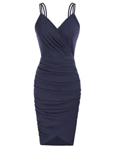 Women Bridesmaid Wedding Bodycon Dress Summer Vintage Banquet Dinner Knee Long Dress Navy Blue M Women Bridesmaid Wedding Bodycon Dress Summer Vintage Banquet Dinner Knee Long Dress Navy Blue M
