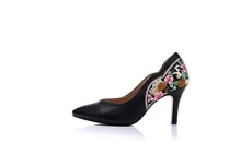 Women Lady Sexy Embroidery Leather Pointed Toe Stiletto High Heel Shoes Party Evening Dress Pumps (U Women Lady Sexy Embroidery Leather Pointed Toe Stiletto High Heel Shoes Party Evening Dress Pumps (U