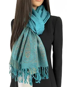 Women Pashmina Scarf Shawl Wrap - Large Long Paisley Floral Rainbow Ladies Scarves, Wearable Blanket Scarf, Womens Winter Scarfs, Indian Shawl Wedding Evening Stole (Teal Paisley) Women Pashmina Scarf Shawl Wrap - Large Long Paisley Floral Rainbow Ladies Scarves, Wearable Blanket Scarf, Womens Winter Scarfs, Indian Shawl Wedding Evening Stole (Teal Paisley)