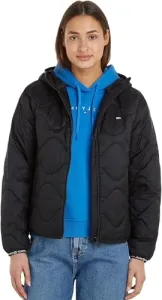 Women Quilted Tape Hood Puffer Ext Padded Jackets, Black, Women Quilted Tape Hood Puffer Ext Padded Jackets, Black,