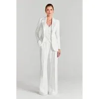 Women's White 3-Piece Suit Set Peak Lapel Blazer, Vest Pants - US 12 White Women's White 3-Piece Suit Set Peak Lapel Blazer, Vest Pants - US 12 White