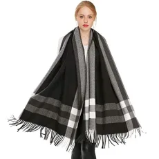 Women Soft Cashmere Wool Scarf Large Pashminas Shawl and Wrap Warm Stole Blanket Black Women Soft Cashmere Wool Scarf Large Pashminas Shawl and Wrap Warm Stole Blanket Black
