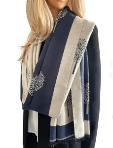 Women Tree Life Blanket Scarf - Winter Scarfs, Reversible Pashmina Shawl, Women's Scarves And Wraps, Ladies Scarf Thick Blanket, Warm Scarf Big Large Wrap, Tree Of Life Womens Gifts (Cashmere Navy B) Women Tree Life Blanket Scarf - Winter Scarfs, Reversible Pashmina Shawl, Women's Scarves And Wraps, Ladies Scarf Thick Blanket, Warm Scarf Big Large Wrap, Tree Of Life Womens Gifts (Cashmere Navy B)