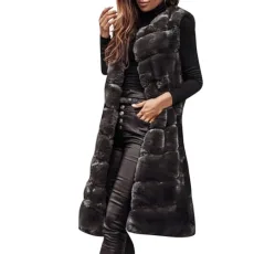 Women Winter Faux Fur Gilet Ladies Solid Color Plush Warm Sleeveless Long Vest Coat Body Warmer Wais Women Winter Faux Fur Gilet Ladies Solid Color Plush Warm Sleeveless Long Vest Coat Body Warmer Wais