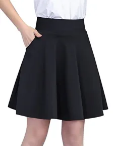 Women's 1950s Vintage Classic Swing Skirts A-Line Pleated High Waist Flared Skater Skirt for EACH SEASON Black 2XL