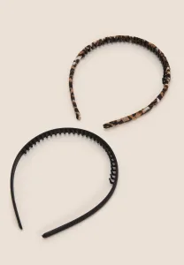 Womens 2pk Brown Animal Print Comb Hair Bands