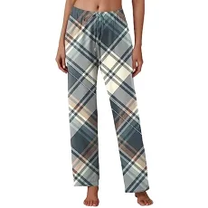Women's 48 Checked Pyjama Bottoms, Soft Comfort, Loose Checked Trousers, Casual Trousers without Pockets, Rehabilitation Trousers, Women's Lined, beige, XXL Women's 48 Checked Pyjama Bottoms, Soft Comfort, Loose Checked Trousers, Casual Trousers without Pockets, Rehabilitation Trousers, Women's Lined, beige, XXL