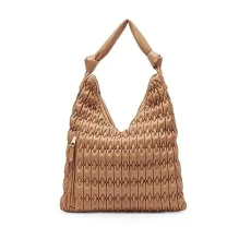 Women's ANGIE Quilted Hobo, Café, One Size