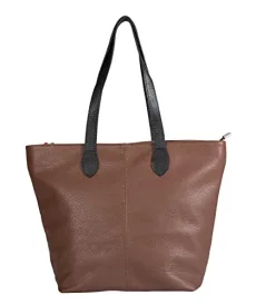 Women’s Bag – Leather Bag – Medium Hobo Shoulder Bag – Made with Italian Leather – Stylish & Elegant Design - TIA [Dar Tan - Black]