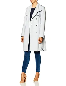Women's Belted-wrap Trenchcoat, Powder Blue, S Women's Belted-wrap Trenchcoat, Powder Blue, S
