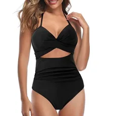 Women's Bikini Set Swimsuit Women's Bikini Top Women's Two Piece Swimsuit Monokini Women's Suit Swimsuit High Waist Up Wrap Push Swimwear Women's Swimming Dresses, black, M