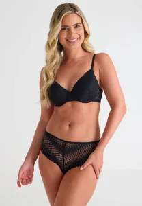 Womens Black Geo Lace Plunge Bra Womens Black Geo Lace Plunge Bra