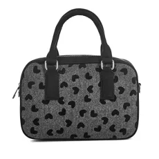Women's Black Heart Print Austin Bowling Bag