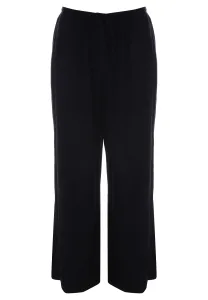 Womens Black Plain Wide Leg Linen Trousers Womens Black Plain Wide Leg Linen Trousers