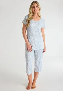 Womens Blue Leopard Print Soft Touch Pyjamas Set Womens Blue Leopard Print Soft Touch Pyjamas Set