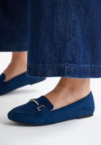 Womens Blue & Silver Bar Flat Loafer Womens Blue & Silver Bar Flat Loafer