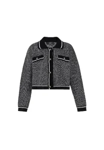 Women's Cardigan in Contrast Colour with Lapel Collar Acrylic Black White Size XL Sweater Women's Cardigan in Contrast Colour with Lapel Collar Acrylic Black White Size XL Sweater
