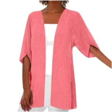 Women's Cardigans Plus Size Longline Cardigans for Women UK Summer Elegant Chiffon Cardigan Half Sleeve Jackets Casual Loose Open Front Cardigan Dusters Coat Size 8-22