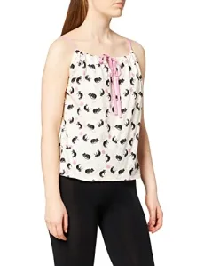 Women's Cat Print Pyjama Camisole Top, Multicolour (Cream Multi CMX), (Size:12) Women's Cat Print Pyjama Camisole Top, Multicolour (Cream Multi CMX), (Size:12)