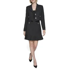 Women's Collared Tweed Long Sleeves Jacket Blazer, Black, 0 Women's Collared Tweed Long Sleeves Jacket Blazer, Black, 0