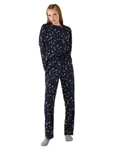 Women's Cotton Printed Pyjama Set, Navy (702), S Women's Cotton Printed Pyjama Set, Navy (702), S