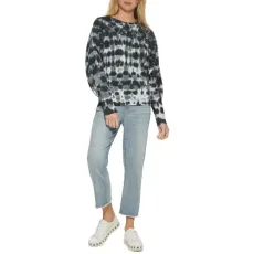 Women's Cozy Soft Everyday Sweater Pull, Blk/Wht, Medium
