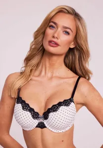 Womens Cream & Black Spot Lace Trim T-Shirt Bra (B-DD) Womens Cream & Black Spot Lace Trim T-Shirt Bra (B-DD)