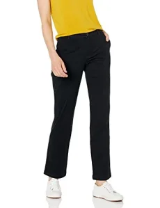 Women's Curvy Straight-Fit Stretch Twill Chino Trousers, Black, 12-14