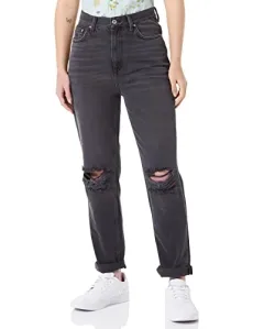 Women's D1. Straight HW Cropped Jeans Slacks, Black Vintage, 32