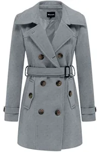 Women's Double Breasted Warm Coat Elegent Warm Trench Coat Mid-Length Trench Coat Blend Pea Coat Sty Fabric 2