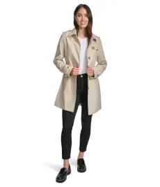 Women's Everyday Transitional Belted Trench Quilted Jacket, Chino,