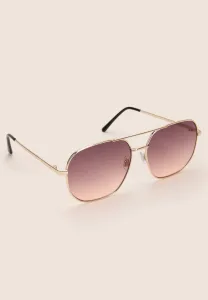 Womens Gold & Pink Aviator Sunglasses Womens Gold & Pink Aviator Sunglasses