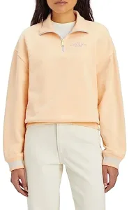 Women's Graphic Rue 1/4 Zip Crewneck Sweater, Crew Boxy Logo Almond Cream, XXS Women's Graphic Rue 1/4 Zip Crewneck Sweater, Crew Boxy Logo Almond Cream, XXS
