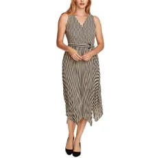 Womens Handkerchief Hem Midi Wrap Dress Tan 6