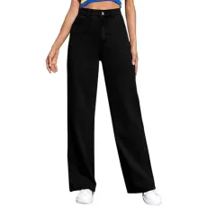 Womens High Waist Straight Wide Leg Jeans Classic Distressed Cotton Washed Denim Pants 2024 Trendy Summer Ripstop Wear-Resistant Daily House Pure Color Trousers with Pockets Womens High Waist Straight Wide Leg Jeans Classic Distressed Cotton Washed Denim Pants 2024 Trendy Summer Ripstop Wear-Resistant Daily House Pure Color Trousers with Pockets