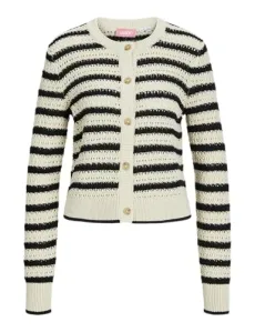 Women's Jxaddy Cardigan Knit Sweater, Bone White/Stripes: Black, XL