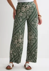 Womens Khaki Floral Print Wide Leg Trousers Womens Khaki Floral Print Wide Leg Trousers