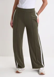 Womens Khaki & White Stripe Wide Leg Trousers Womens Khaki & White Stripe Wide Leg Trousers
