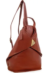 Women's Leather Anti Theft Backpack - Medium Rucksack With Adjustable Shoulder Straps - Multiple Pockets - 18258 BROOKE - Brown Women's Leather Anti Theft Backpack - Medium Rucksack With Adjustable Shoulder Straps - Multiple Pockets - 18258 BROOKE - Brown