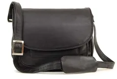 Women's Leather Crossbody Saddle Bag - Medium Handbag - Multiple Pockets - Adjustable Shoulder Strap - ATLANTIC 2195 - Black Women's Leather Crossbody Saddle Bag - Medium Handbag - Multiple Pockets - Adjustable Shoulder Strap - ATLANTIC 2195 - Black