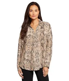 Women's Long Sleeve Becky Blouse, Victorian Python Pink Taupe, S Women's Long Sleeve Becky Blouse, Victorian Python Pink Taupe, S