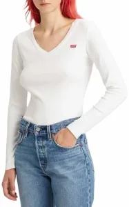 Women's Long-Sleeve V-Neck Baby Tee T-Shirt, White +, M Women's Long-Sleeve V-Neck Baby Tee T-Shirt, White +, M