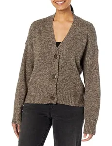 Women's Marled Oversized Cardigan Sweater, Black Sesame, Small (Pack of 20)