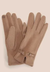 Womens Natural & Gold Snaffle Fleece Gloves Fleece 2