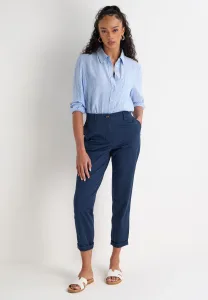 Womens Navy Plain Cropped Chino Trousers
