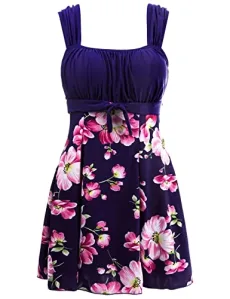 Women's One-Piece Swim Dresses Plus Size Skirtini Cover Up Swimsuits with Skirt Summer Bikini Swimming Costume A20(sapphire Floral) 24-26 Women's One-Piece Swim Dresses Plus Size Skirtini Cover Up Swimsuits with Skirt Summer Bikini Swimming Costume A20(sapphire Floral) 24-26