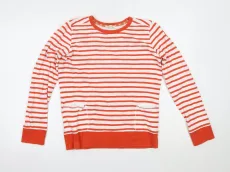 Womens Orange Striped 100% Cotton Basic Blouse Size 12 Crew Neck Womens Orange Striped 100% Cotton Basic Blouse Size 12 Crew Neck