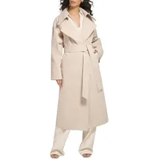 Women's Oversize Lapel Trench Coat (Almond Crème, Large), Almond Crème, L