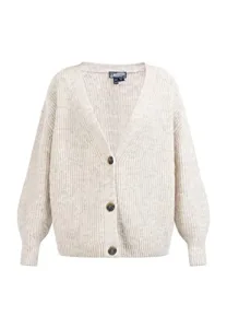 Women's Oversized Cardigan Sweater, Light Beige Melange, XL/XXL